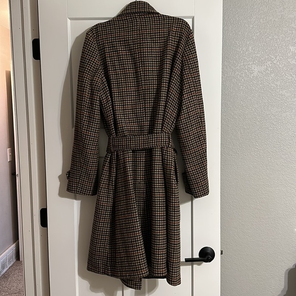 Vintage Wool Ralph Lauren Plaid Trench Coat - Picture 5 of 6